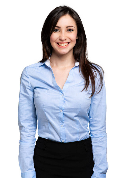 Portrait of happy business woman isolated on white background - Zdjęcie, obraz