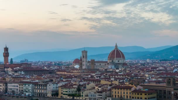 Время захода солнца в Флоренции Skyline в Италии - Кадры, видео