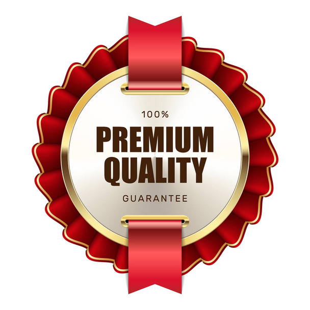 100%プレミアム品質保証バッジリボンゴールドシルバーメタル高級ロゴ - ベクター画像