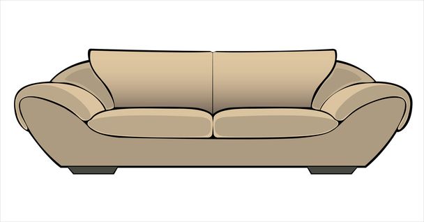 vector cartoon beige couch isolated on white background - Vector, Image