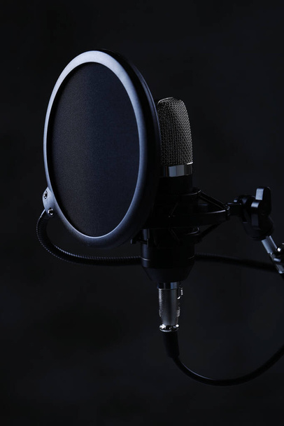 Sound studio. Microphone in close-up - Zdjęcie, obraz