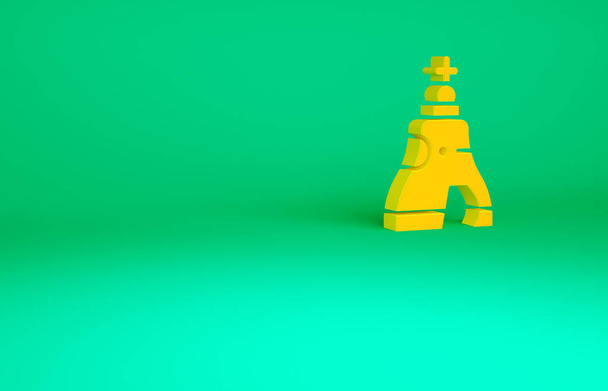 Orange The Tsar bell in Moscow monument icon isolated on green background. Minimalism concept. 3d illustration 3D render - Photo, Image