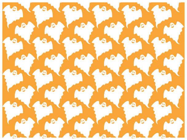 Seamless pattern for Halloween with ghosts on orange background. - Vecteur, image