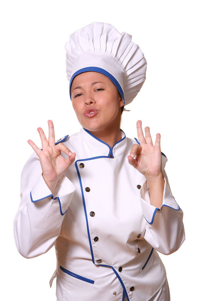 Hermosa mujer en imágenes de chef - Foto, Imagen