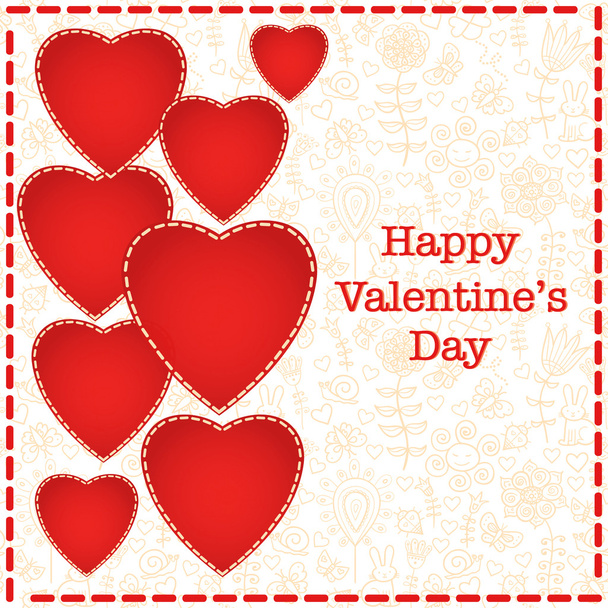 Valentijnskaart met hartjes - Vector, afbeelding