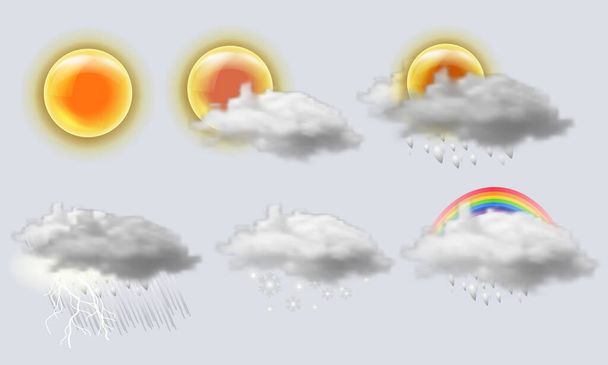 Weather realistic icons set - Vector, Image