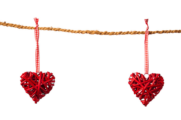 dekoratív Valentin szív a kötélen - Fotó, kép