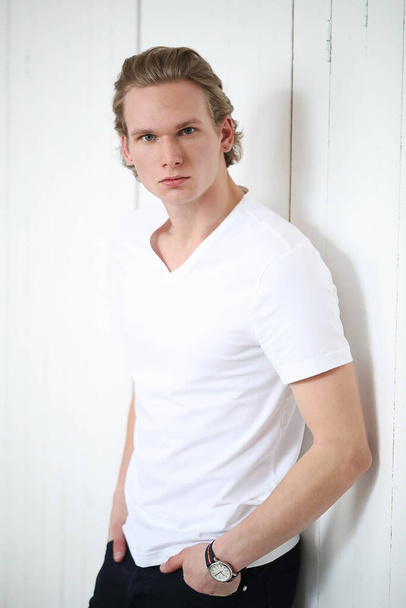 Guy with blond hair and white shirt - Photo, Image
