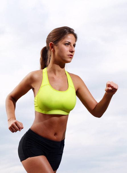 Portrait of running fitness girl - Photo, Image