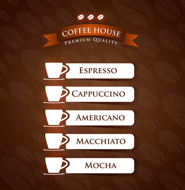 Coffee House Premium Quality menu - Vector, Image