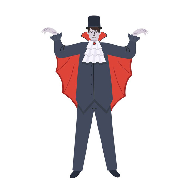 Vampir mit Halloween-Zeichentrickfigur. Vektorillustration. - Vektor, Bild