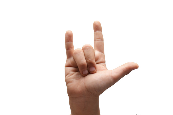 Palabra de amor niño mano ortografía ASL lenguaje americano signo
 - Foto, Imagen