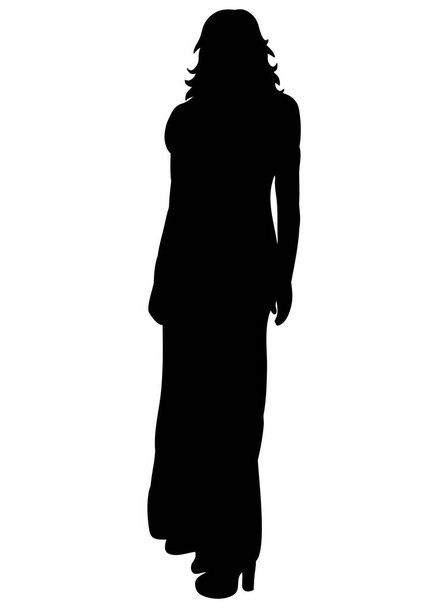 Vektor, magányos lány hosszú ruhában - Vektor, kép