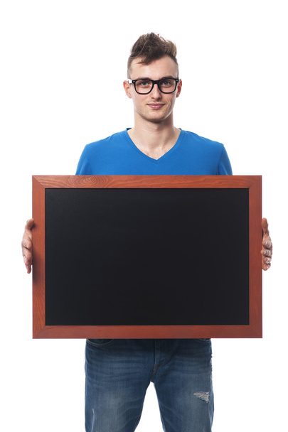 Mann mit leerer Tafel - Foto, Bild