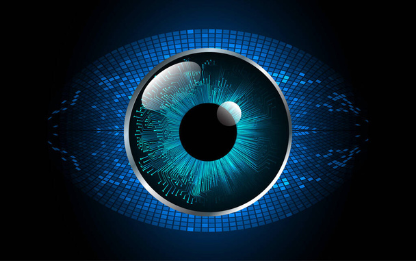 Abstract technology science concept eye digital link and binary hi tech on blue background - Vetor, Imagem