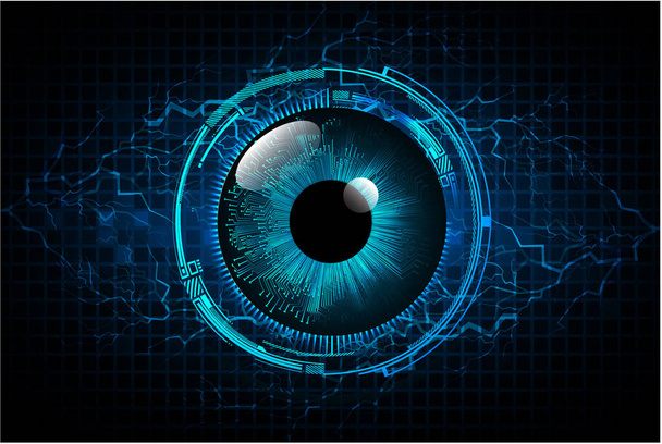 Abstract technology science concept eye digital link and binary hi tech on blue background - ベクター画像