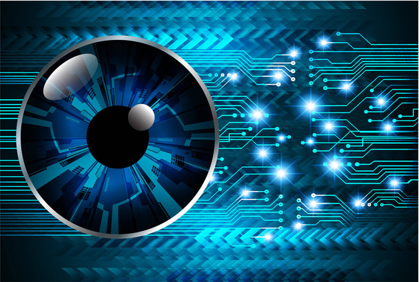 Blue eye cyber circuit future technology concept background - Vettoriali, immagini