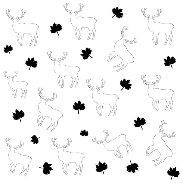 deer with antlers and a maple leaf,vector illustration - Vecteur, image