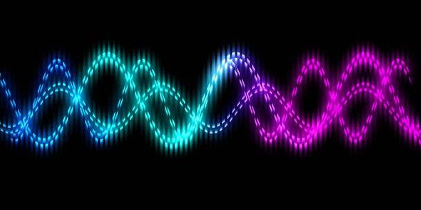 Ηχητική κυματική γραμμή πολύχρωμο μουσική αφηρημένο φόντο. Νέον φως κυρτό με πολύχρωμο γραφικό σχεδιασμό. - Φωτογραφία, εικόνα