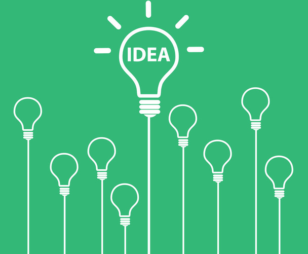 Creative brainstorm concept business and education idea design, vector illustration, text box, banner. light lamp bulb - Vector, Image