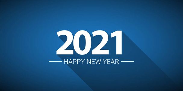 2021 Happy new year horizontal banner background or greeting card with text. vector 2021 new year numbers isolated on blue horizontal background - Vektor, kép