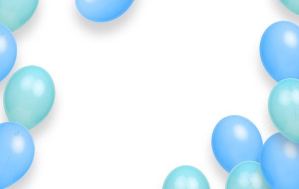 Group of colour helium balloons background. Baner for birthday, anniversary, celebration party decorations. - 写真・画像