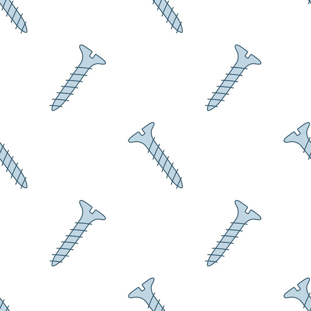 Seamless pattern with doodle screws. Texture with hand drawn bolts. Vector - ベクター画像