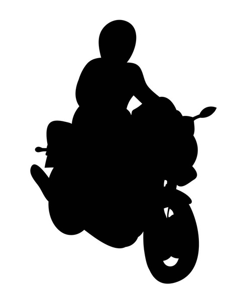 Vector,  silhouette man riding a motorcycle - Vector, Image