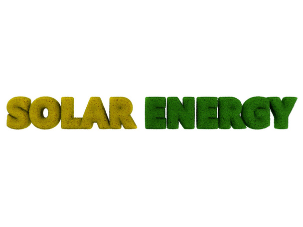 ηλιακή ενέργεια λέξη χλόη - Φωτογραφία, εικόνα