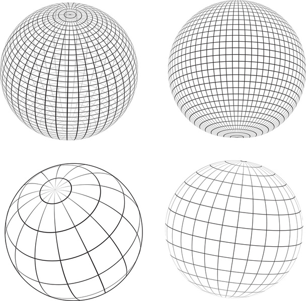 Wireframe globes - Vector, afbeelding