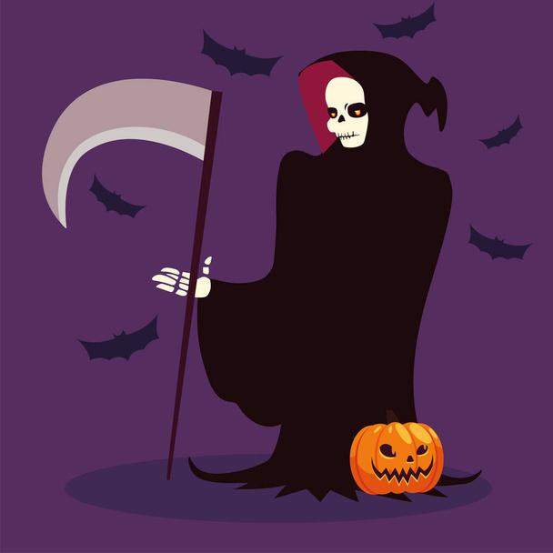 halál karakter boldog halloween - Vektor, kép