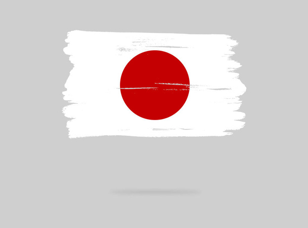 Японський прапор з фарбою з пензлем текстура, тло, символи Японії, графічний дизайнерський елемент - малюнок - Вектор, зображення