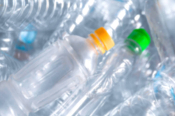 blurred plastic bottles texture for background, plastic garbage waste blur image - Photo, Image