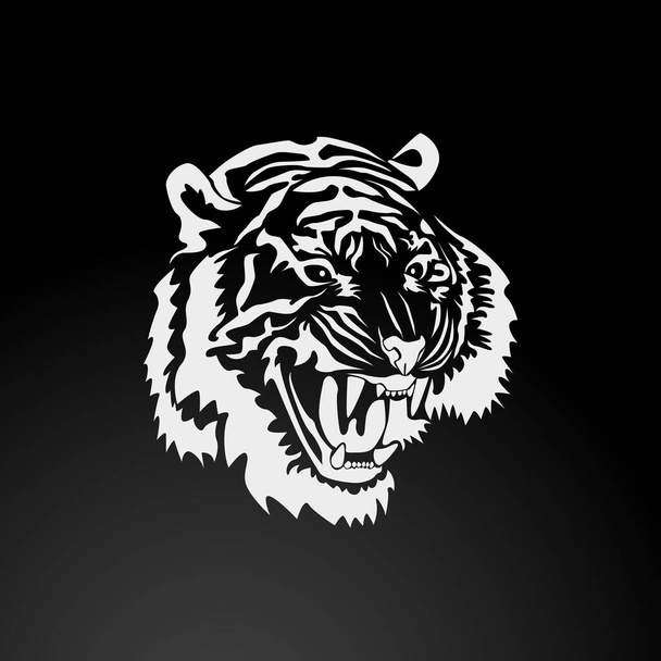 Black and White Tiger in Tribal Style - Vector, Image
