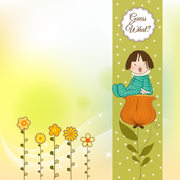 dítě sedí na květ - Vektor, obrázek