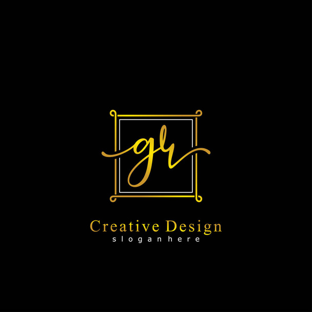 Initial GR handwriting of initial logo concept. - Vector, Image