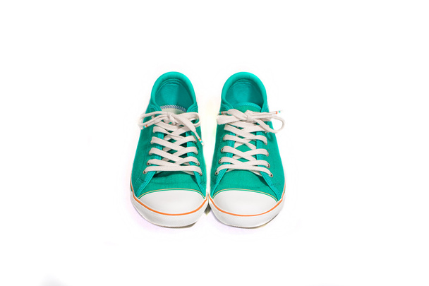 緑のヴィンテージの靴 - 写真・画像