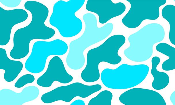 Waterdruppels, naadloos patroon met blauwe organische vormen - Vector, afbeelding