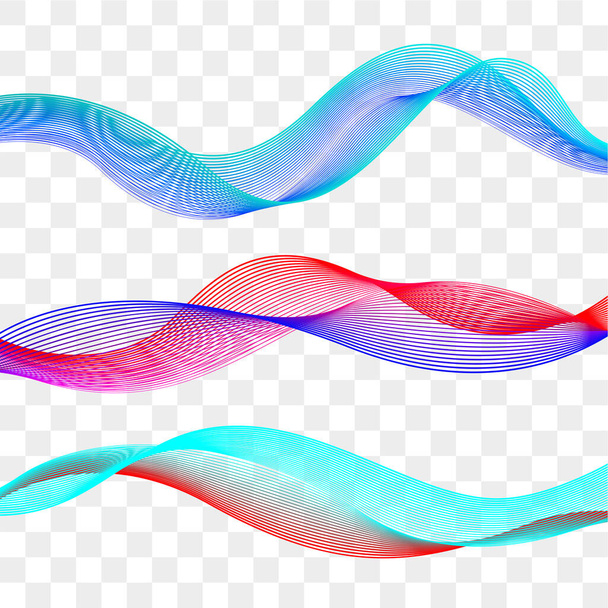 Set of wavy design elements. Curved moving lines - Vector, Image
