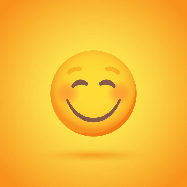Satisfied emoticon smile icon with shadow for social network design - Vector, Image