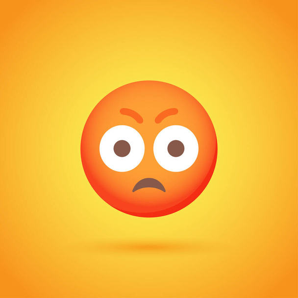 Surpresa de raiva emoticon ícone sorriso com sombra para o design de redes sociais - Vetor, Imagem