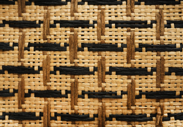 wicker wood texture background, intertwined brown paper with a pattern, texture of woven straw - Photo, Image