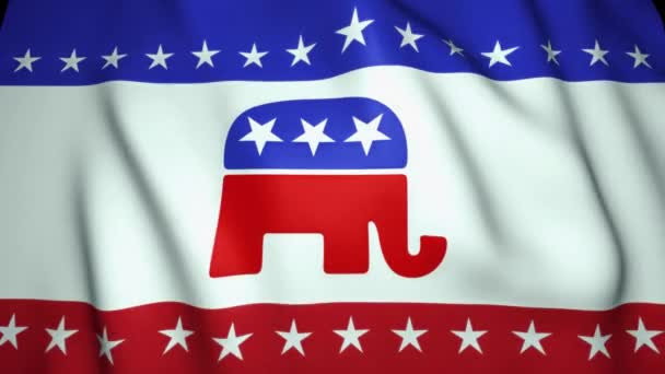 ondeando bandera, nosotros el emblema republicano del elefante del partido, fondo 4k, animación del lazo. Elecciones 2020. - Imágenes, Vídeo