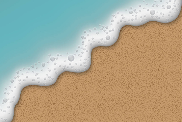 海岸波のある海または海のビーチ砂 - ベクター画像