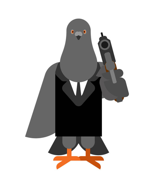 Dove killer. pigeon murderer. City bird payed assassi - Vector, Image