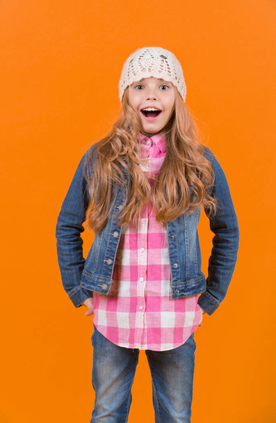 Child smile with long blond hair - Foto, Bild