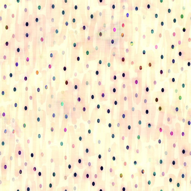 Blurry rainbow glitch artistic dot texture background. Irregular bleeding watercolor tie dye seamless pattern. Ombre distorted boho circle all over print. Variegated trendy dripping wet effect. - Photo, Image