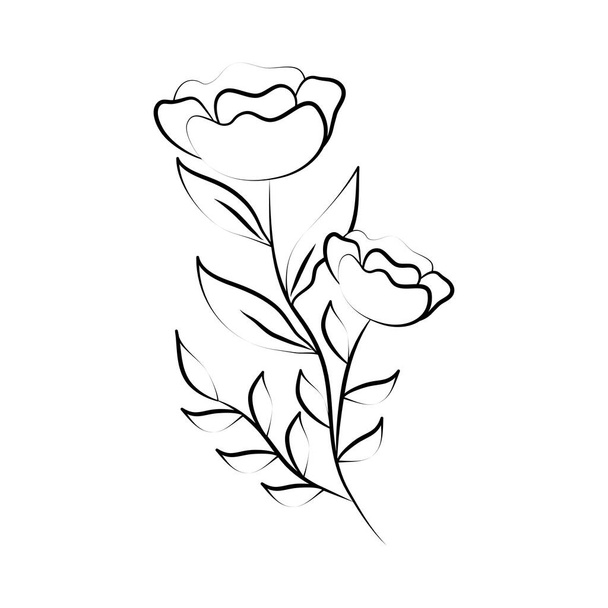minimalistinen tatuointi kukat kevät linja taidetta yrtti ja lehdet - Vektori, kuva