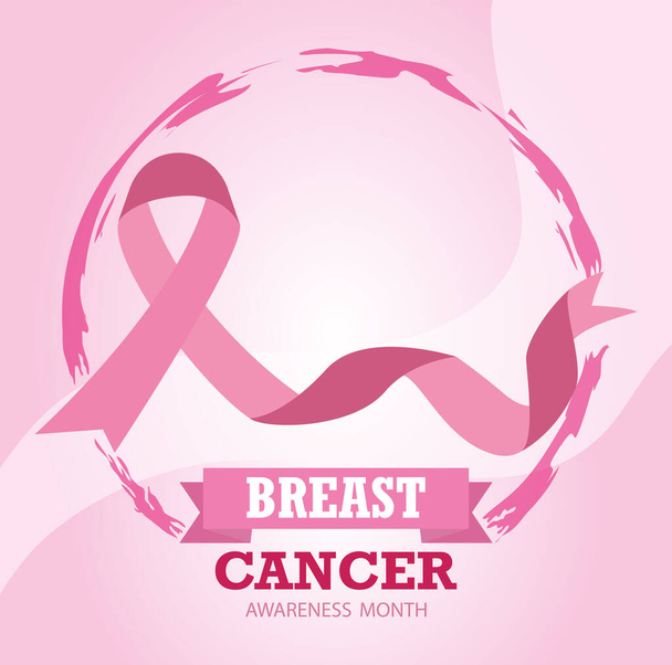 cáncer de mama conciencia mes cinta rosa saludable campaña vector - Vector, Imagen