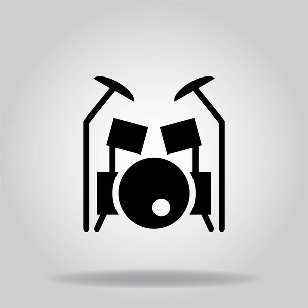 Logo or symbol of drum set icon with black fill style - Vector, Imagen